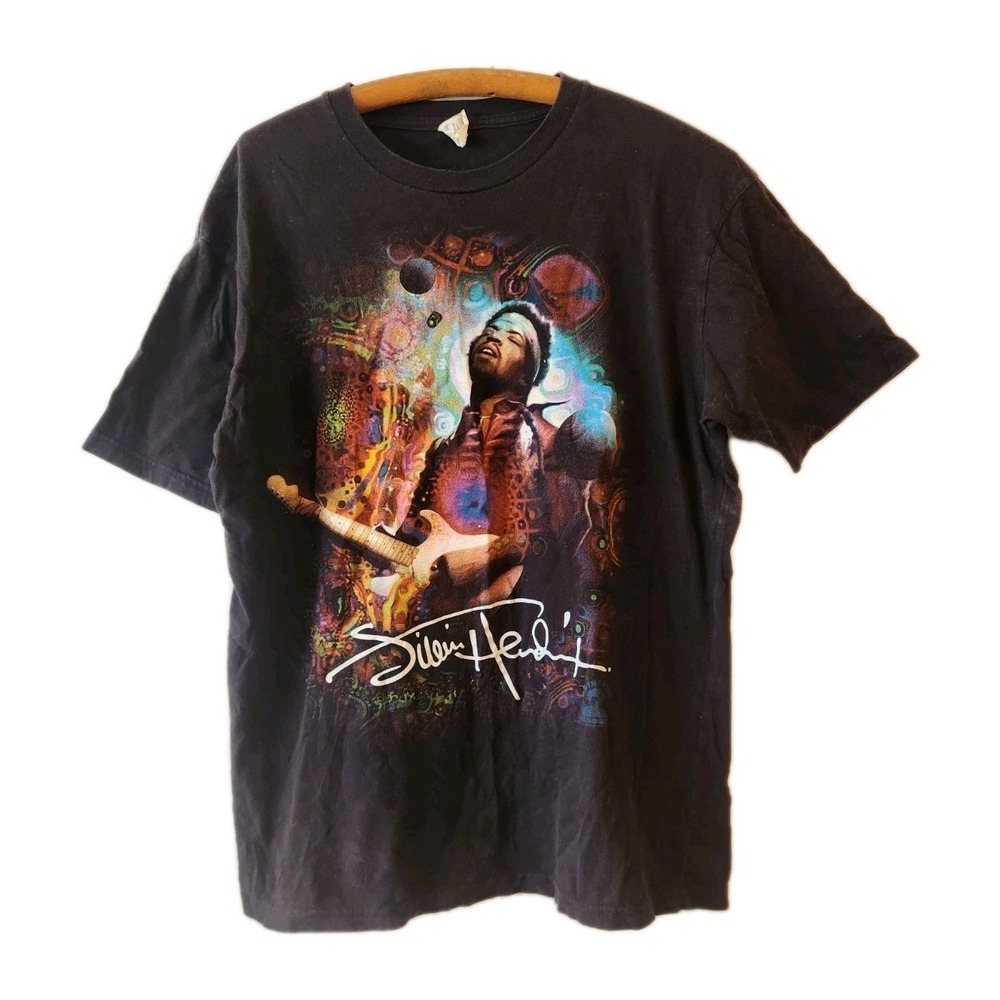 Jimi Hendrix Authentic Unisex Adult L Signature Black Magic Psychedelic T-Shirt